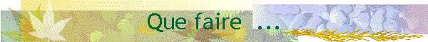 Que faire  ...